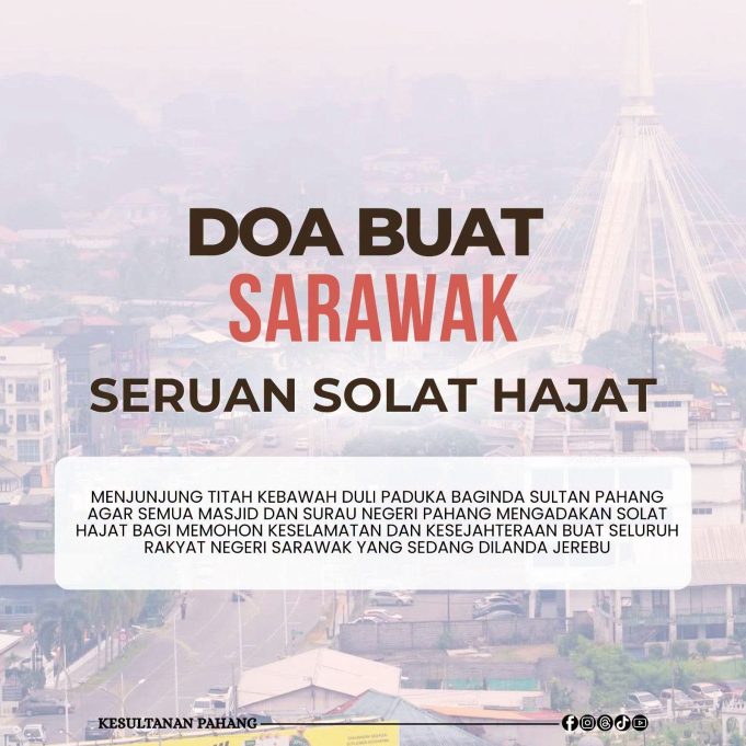 Sultan Pahang titah solat hajat di seluruh negeri, doa agar jerebu Sarawak pulih